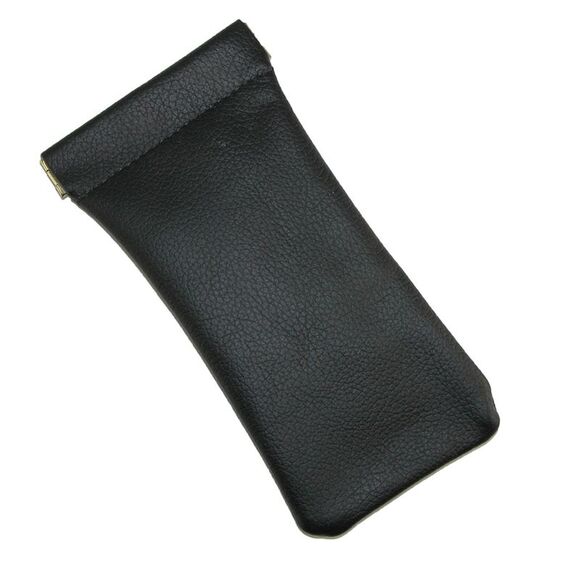 CTM Leather Push Mouth Pebble Grain Eyeglass Holder - Picture 2 of 4